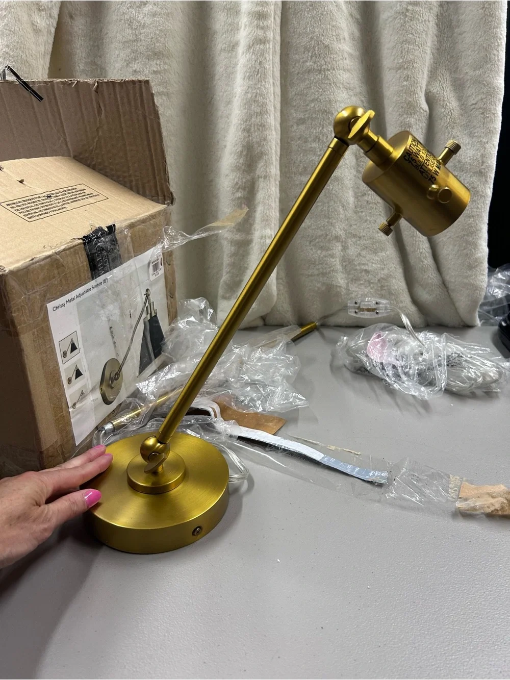 Pottery Barn Chrissy Metal Adjustable Sconce Midnight Black Brass Finish Light